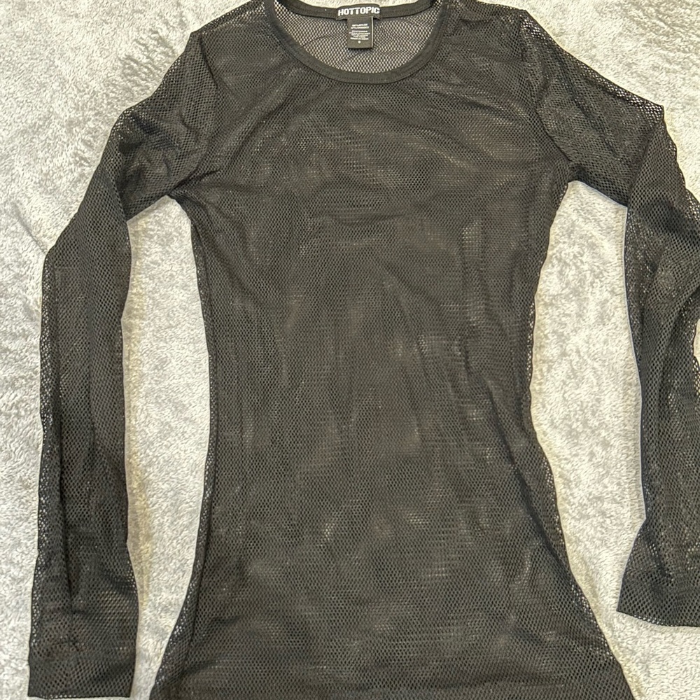 Hot Topic Black Mesh Long Sleeve Tee